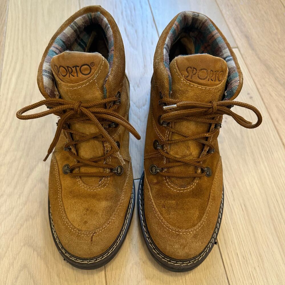 Sporto Brown Leather Suede Lined Hiking Lace-Up Boots Women’s Size 8